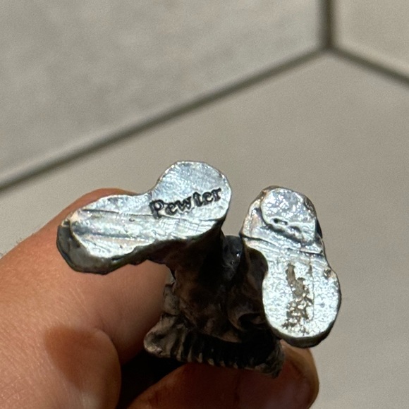 Hobo Circus Clown Solid Pewter Silver Tone Metal Figurine Accordion Red Nose EUC - Picture 4 of 4